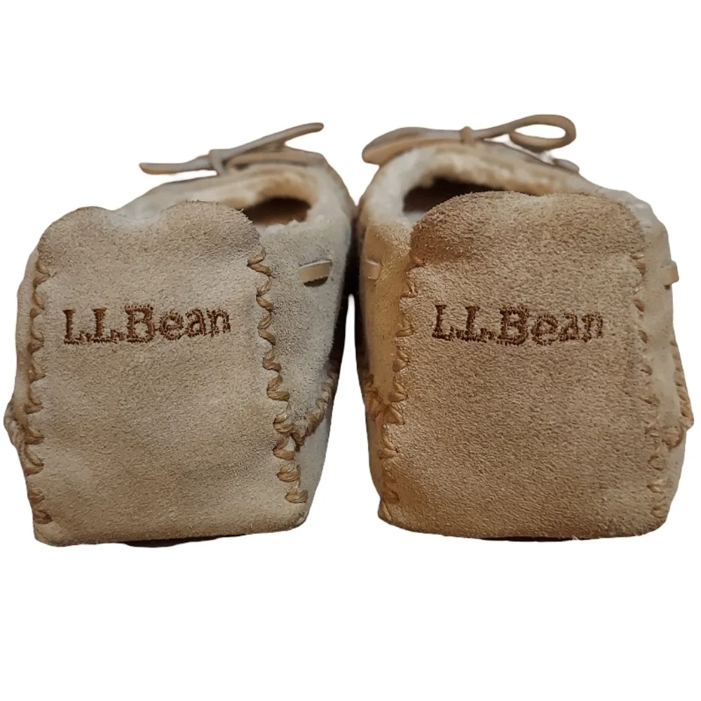 L.L.Bean Hearthside Suede Sherpa Lined Moccasins - Picture 8 of 12